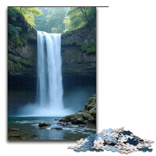 Puzzle für Erwachsene Wasserfall 1000 Teile Holzpuzzle für Erwachsene und Kinder ab 12 Jahren 1000 Teile (75 x 50 cm) von mowenbingpeng