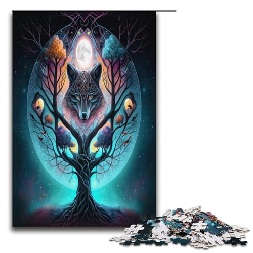Puzzle für Erwachsene Wolf 1000 Teile Holzpuzzle für Kinder ab 12 Jahren Heimdekoration 1000 Teile (38 x 26 cm) von mowenbingpeng