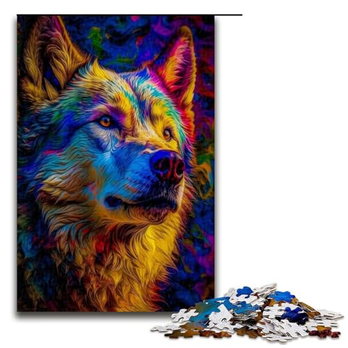 Puzzle für Erwachsene Wolfsgeist 1000 teiliges Holzpuzzle für Kinder ab 12 Jahren Lernspielzeug 1000 Teile (75 x 50 cm) von mowenbingpeng