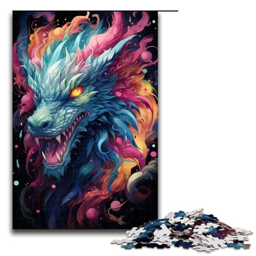 Puzzle für Erwachsene Zeichnen Tierdrache 1000-teiliges Holzpuzzle für Kinder ab 12 Jahren Heimdekoration 1000 PCS (75 x 50 cm) von mowenbingpeng