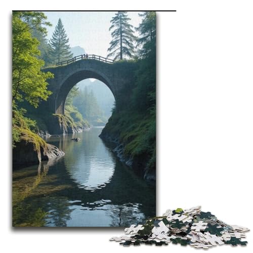 Puzzle für Erwachsene antike Brücke 1000 Teile Holzpuzzle für Kinder ab 12 Jahren Lernspielzeug 1000 Teile (38 x 26 cm) von mowenbingpeng