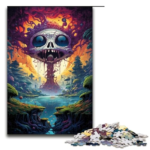 Puzzle für Erwachsene böser Elf 1000-teiliges Holzpuzzle für Kinder ab 12 Jahren Lernspielzeug 1000 Teile (75 x 50 cm) von mowenbingpeng