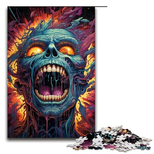 Puzzle für Erwachsene böser Krieger 1000-teiliges Holzpuzzle für Kinder ab 12 Jahren Lernspielzeug 1000 Teile (75 x 50 cm) von mowenbingpeng