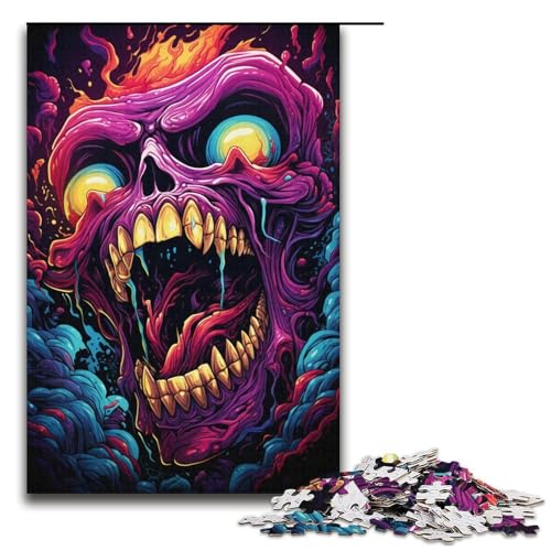 Puzzle für Erwachsene böses Höllenmonster 1000 Teile Holzpuzzle für Erwachsene und Kinder ab 12 Jahren 1000 Teile (38 x 26 cm) von mowenbingpeng