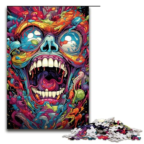 Puzzle für Erwachsene böses Höllenmonster 1000-teiliges Holzpuzzle für Erwachsene und Kinder ab 12 Jahren 1000 Teile (75 x 50 cm) von mowenbingpeng