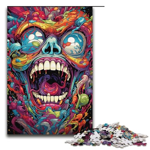 Puzzle für Erwachsene böses Höllenmonster 1000-teiliges Holzpuzzle für Kinder ab 12 Jahren Heimdekoration 1000 Teile (38 x 26 cm) von mowenbingpeng