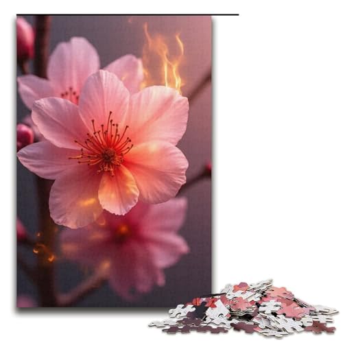 Puzzle für Erwachsene brennende Pfirsichblüte 1000 Teile Holzpuzzle für Erwachsene und Kinder ab 12 Jahren Lernspielzeug 1000 Teile (38 x 26 cm) von mowenbingpeng