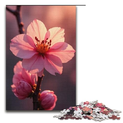 Puzzle für Erwachsene brennende Pfirsichblüte 1000 Teile Holzpuzzle für Erwachsene und Kinder ab 12 Jahren Lernspielzeug 1000 Teile (38 x 26 cm) von mowenbingpeng