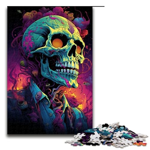Puzzle für Erwachsene bunt psychedelisch Gangster-Zombies 1000 Teile Holzpuzzle für Kinder ab 12 Jahren anspruchsvolles Spiel 1000 Teile (75 x 50 cm) von mowenbingpeng