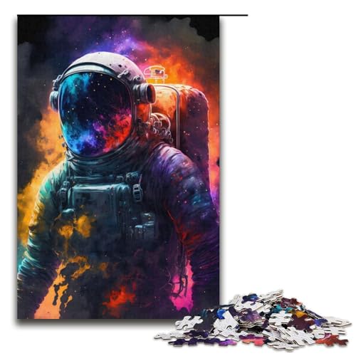 Puzzle für Erwachsene bunter Astronaut 1000-teiliges Papierpuzzle für Erwachsene und Kinder ab 12 Jahren 1000 Teile (38 x 26 cm) von mowenbingpeng
