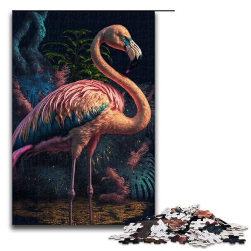 Puzzle für Erwachsene bunter Flamingo 1000 Teile Holzpuzzle für Erwachsene und Kinder ab 12 Jahren 1000 Teile (75 x 50 cm) von mowenbingpeng