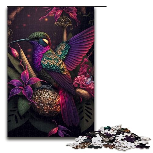 Puzzle für Erwachsene bunter Kolibri 1000 Teile Holzpuzzle für Erwachsene und Kinder ab 12 Jahren 1000 Teile (75 x 50 cm) von mowenbingpeng