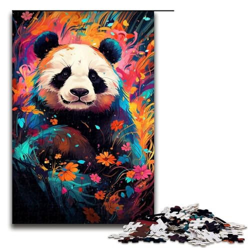 Puzzle für Erwachsene bunter Psychedelischer Panda 1000 Teile Holzpuzzle für Erwachsene und Kinder ab 12 Jahren Lernspielzeug 1000 Teile (75 x 50 cm) von mowenbingpeng