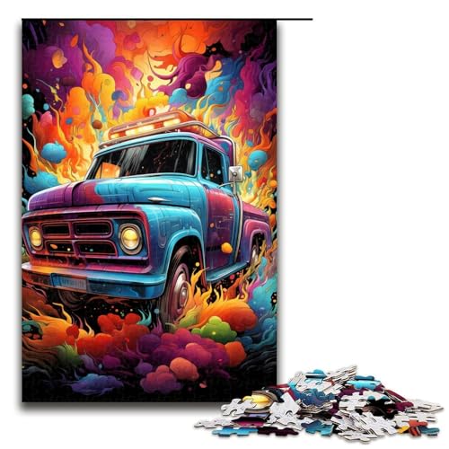 Puzzle für Erwachsene bunter Psychedelischer Truck 1000 Teile Holzpuzzle für Kinder ab 12 Jahren Lernspielzeug 1000 Teile (75 x 50 cm) von mowenbingpeng