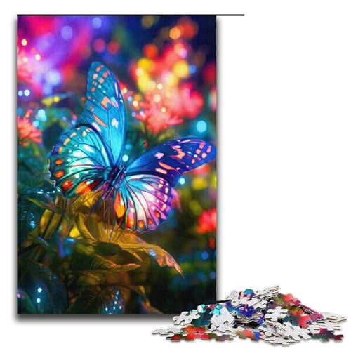 Puzzle für Erwachsene bunter Schmetterling 1000 Teile Papierpuzzle für Erwachsene und Kinder ab 12 Jahren Lernspielzeug 1000 Teile (38 x 26 cm) von mowenbingpeng