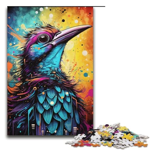 Puzzle für Erwachsene bunter Vogel 1000 Teile Holzpuzzle für Kinder ab 12 Jahren Lernspielzeug 1000 Teile (38 x 26 cm) von mowenbingpeng