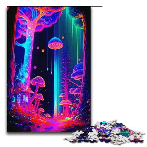 Puzzle für Erwachsene bunter Wald 1000-teiliges Papierpuzzle für Kinder ab 12 Jahren Lernspielzeug 1000 Teile (38 x 26 cm) von mowenbingpeng