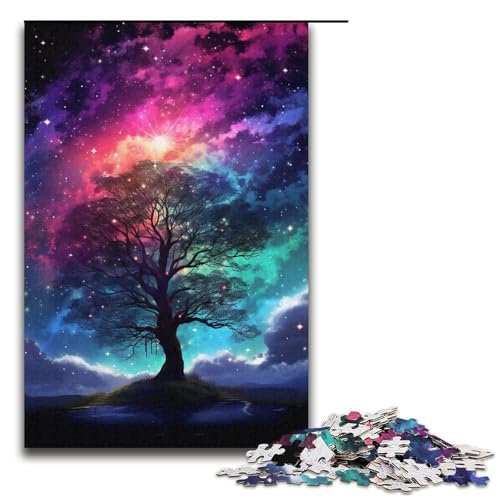 Puzzle für Erwachsene bunter Weltbaum 1000 Teile Holzpuzzle für Kinder ab 12 Jahren anspruchsvolles Spiel 1000 Teile (38 x 26 cm) von mowenbingpeng