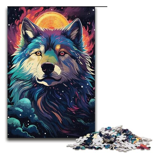Puzzle für Erwachsene bunter Wolf 1000 Teile Holzpuzzle für Kinder ab 12 Jahren Lernspielzeug 1000 Teile (38 x 26 cm) von mowenbingpeng