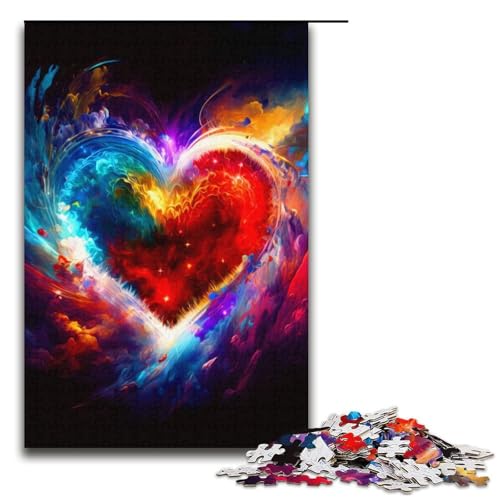 Puzzle für Erwachsene buntes Herz 1000 Teile Papierpuzzle für Erwachsene und Kinder ab 12 Jahren Lernspielzeug 1000 Teile (38 x 26 cm) von mowenbingpeng