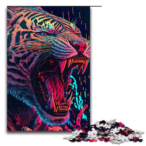 Puzzle für Erwachsene buntes Raubtier 1000-teiliges Holzpuzzle für Erwachsene und Kinder ab 12 Jahren 1000 Teile (75 x 50 cm) von mowenbingpeng