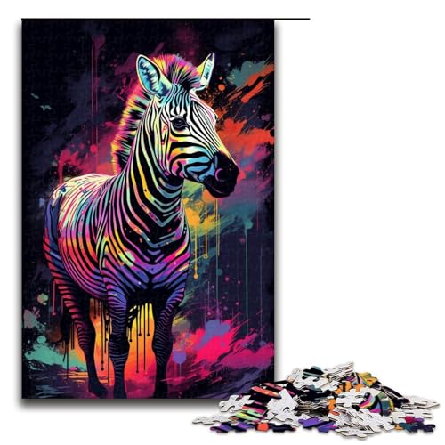 Puzzle für Erwachsene buntes Zebra 1000 Teile Holzpuzzle für Erwachsene und Kinder ab 12 Jahren 1000 Teile (75 x 50 cm) von mowenbingpeng