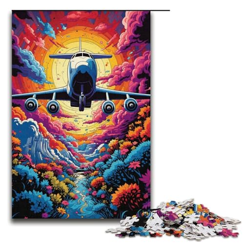 Puzzle für Erwachsene buntes psychedelisches Flugzeug 1000 Teile Holzpuzzle für Erwachsene und Kinder ab 12 Jahren Lernspielzeug 1000 Teile (38 x 26 cm) von mowenbingpeng