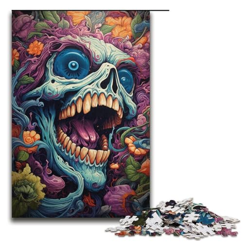 Puzzle für Erwachsene buntes psychedelisches Monster 1000 Teile Holzpuzzle für Erwachsene und Kinder ab 12 Jahren Lernspielzeug 1000 Teile (38 x 26 cm) von mowenbingpeng