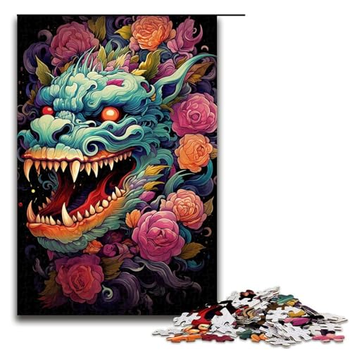 Puzzle für Erwachsene buntes psychedelisches Monster 1000-teiliges Holzpuzzle für Kinder ab 12 Jahren Lernspielzeug 1000 Teile (75 x 50 cm) von mowenbingpeng