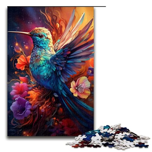 Puzzle für Erwachsene exotischer bunter Kolibri 1000 Teile Holzpuzzle für Kinder ab 12 Jahren Heimdekoration 1000 Teile (75 x 50 cm) von mowenbingpeng