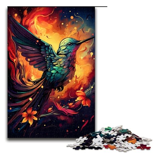 Puzzle für Erwachsene exotischer bunter Kolibri 1000-teiliges Holzpuzzle für Erwachsene und Kinder ab 12 Jahren 1000 Teile (75 x 50 cm) von mowenbingpeng