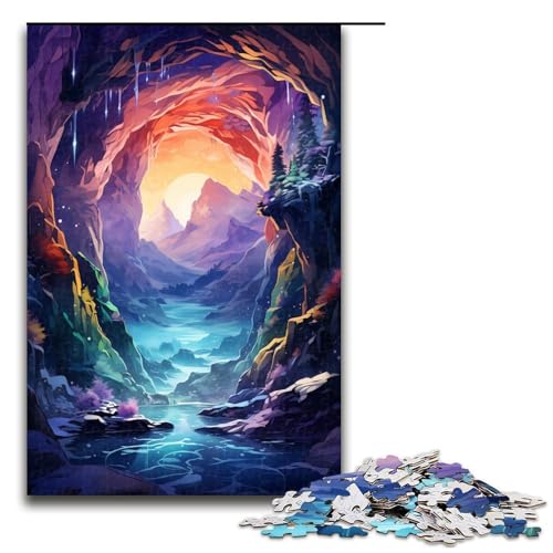 Puzzle für Erwachsene farbenfrohe psychedelische Eishöhle 1000-teiliges Holzpuzzle für Erwachsene und Kinder ab 12 Jahren 1000 Teile (75 x 50 cm) von mowenbingpeng