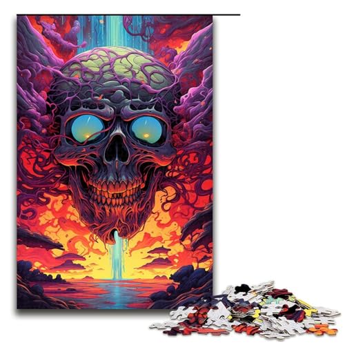Puzzle für Erwachsene farbenfrohe psychedelische Horrorkunst 1000 Teile Holzpuzzle für Erwachsene und Kinder ab 12 Jahren 1000 Teile (75 x 50 cm) von mowenbingpeng