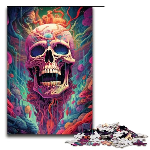 Puzzle für Erwachsene farbenfrohe psychedelische Horrorkunst 1000 Teile Holzpuzzle für Kinder ab 12 Jahren Heimdekoration 1000 Teile (75 x 50 cm) von mowenbingpeng