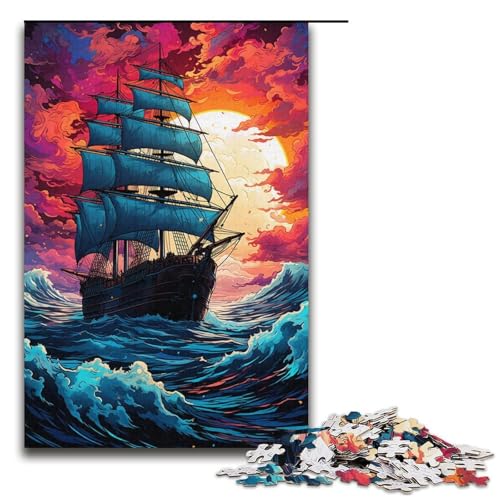 Puzzle für Erwachsene farbenfrohe psychedelische Seereise 1000 Teile Holzpuzzle für Erwachsene und Kinder ab 12 Jahren 1000 Teile (38 x 26 cm) von mowenbingpeng