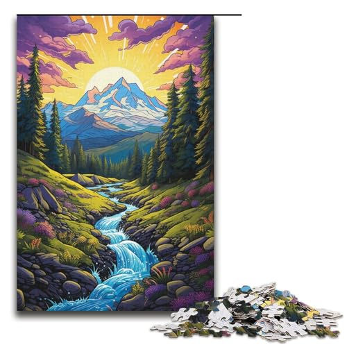 Puzzle für Erwachsene farbenfrohe wunderschöne Berge 1000 Teile Holzpuzzle für Kinder ab 12 Jahren anspruchsvolles Spiel 1000 Teile (38 x 26 cm) von mowenbingpeng