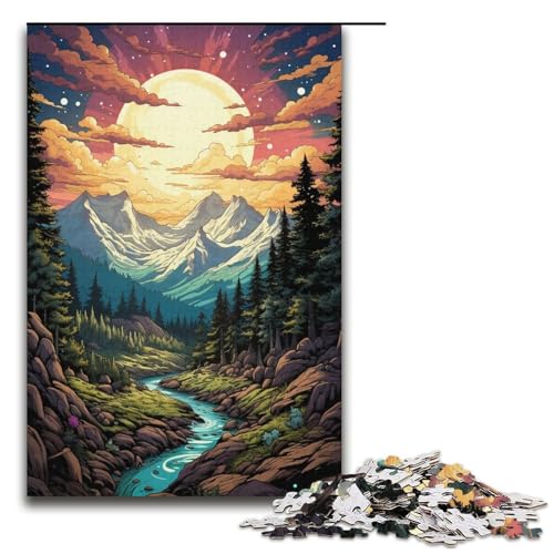 Puzzle für Erwachsene farbenfrohe wunderschöne Berge 1000 Teile tolles Geschenk geeignet für Teenager ab 14 Jahren 1000 Teile (38 x 26 cm) von mowenbingpeng