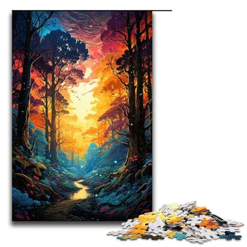 Puzzle für Erwachsene farbenfroher Psychedelischer Dschungel 1000 Teile tolles Geschenk geeignet für Teenager ab 14 Jahren 1000 Teile (75 x 50 cm) von mowenbingpeng