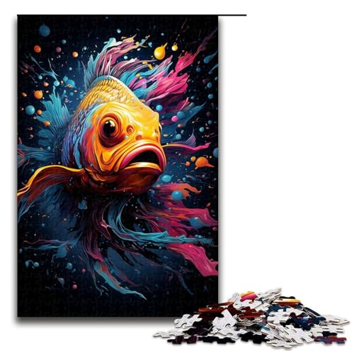 Puzzle für Erwachsene farbenfroher Psychedelischer Goldfisch 1000 Teile tolles Geschenk geeignet für Teenager ab 14 Jahren 1000 Teile (75 x 50 cm) von mowenbingpeng