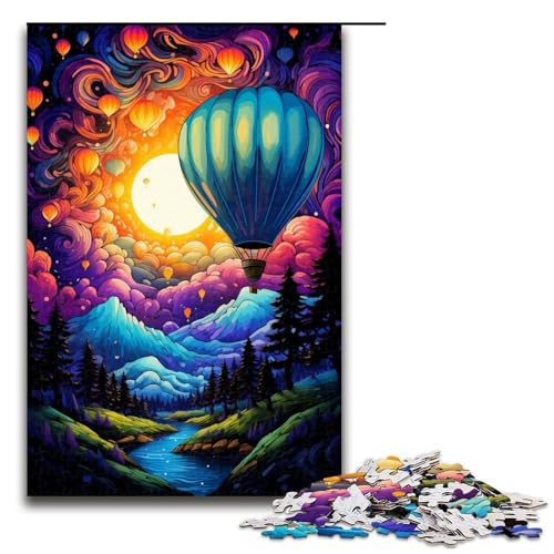 Puzzle für Erwachsene farbenfroher Psychedelischer Heißluftballon 1000 Teile tolles Geschenk geeignet für Teenager ab 14 Jahren 1000 Teile (75 x 50 cm) von mowenbingpeng