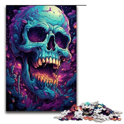 Puzzle für Erwachsene farbenfroher Psychedelischer Neon-Totenkopf 1000 Teile tolles Geschenk geeignet für Teenager ab 14 Jahren 1000 Teile (75 x 50 cm) von mowenbingpeng