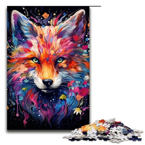 Puzzle für Erwachsene farbenfroher Psychedelischer Neonfuchs 1000 Teile tolles Geschenk geeignet für Teenager ab 14 Jahren 1000 Teile (75 x 50 cm) von mowenbingpeng