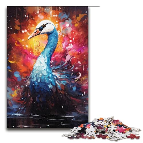 Puzzle für Erwachsene farbenfroher Psychedelischer Schwan 1000 Teile tolles Geschenk geeignet für Teenager ab 14 Jahren 1000 Teile (38 x 26 cm) von mowenbingpeng