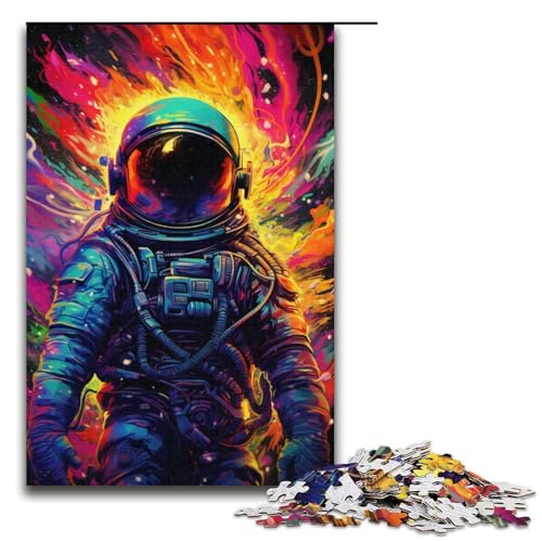 Puzzle für Erwachsene farbenfrohes Astronauten-Holzpuzzle mit 1000 Teilen für Kinder ab 12 Jahren Lernspielzeug 1000 Teile (38 x 26 cm) von mowenbingpeng