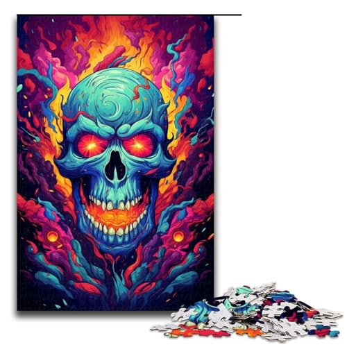 Puzzle für Erwachsene farbenfrohes psychedelisches Totenkopf-Puzzle 1000 Teile tolles Geschenk geeignet für Teenager ab 14 Jahren 1000 Teile (75 x 50 cm) von mowenbingpeng