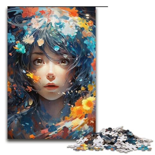 Puzzle für Erwachsene farbenfrohes schönes Mädchen 1000-teiliges Holzpuzzle für Familienspiele 1000 Teile (38 x 26 cm) von mowenbingpeng