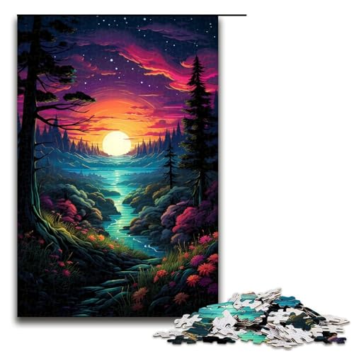 Puzzle für Erwachsene farbenfrohes und fantastisches Sonnenuntergangsspektakel 1000 Teile tolles Geschenk geeignet für Teenager ab 14 Jahren 1000 Teile (75 x 50 cm) von mowenbingpeng