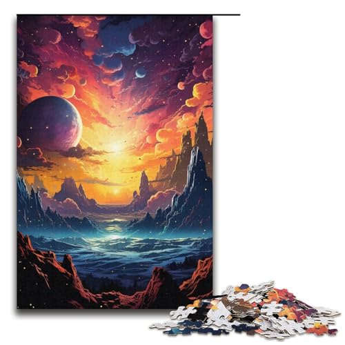 Puzzle für Erwachsene farbenfrohes und psychedelisches Universum 1000 Teile Holzpuzzle für Erwachsene und Kinder ab 12 Jahren Lernspielzeug 1000 Teile (38 x 26 cm) von mowenbingpeng