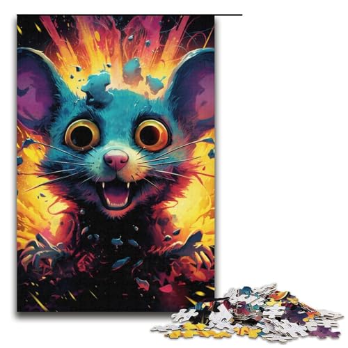 Puzzle für Erwachsene farbige Maus 1000 Teile Holzpuzzle für Erwachsene und Kinder ab 12 Jahren Lernspielzeug 1000 Teile (38 x 26 cm) von mowenbingpeng
