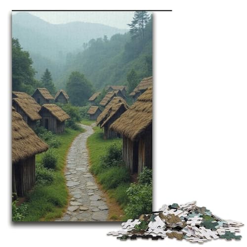 Puzzle für Erwachsene kleines Dorf 1000 Teile Holzpuzzle für Kinder ab 12 Jahren anspruchsvolles Spiel 1000 Teile (38 x 26 cm) von mowenbingpeng